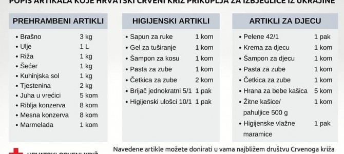 Crveni križ započeo je s prikupljanjem pomoći za raseljene osobe iz Ukrajine Crveni križ započeo je s prikupljanjem pomoći za raseljene osobe iz Ukrajine